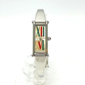 GUCCI 1500L Square Bangle watch quartz Wristwatch SS Silver